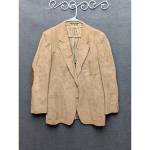 Vintage Kingsridge Blazer Mens Brown Suede 2 Button Sport Coat Elbow Patch 42"
